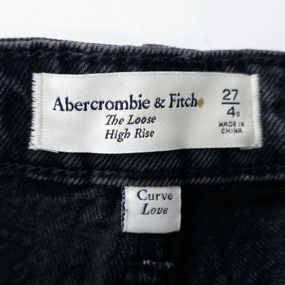 Abercrombie Curve Love Loose Wide Leg Jean 27 Black Pleated NWT